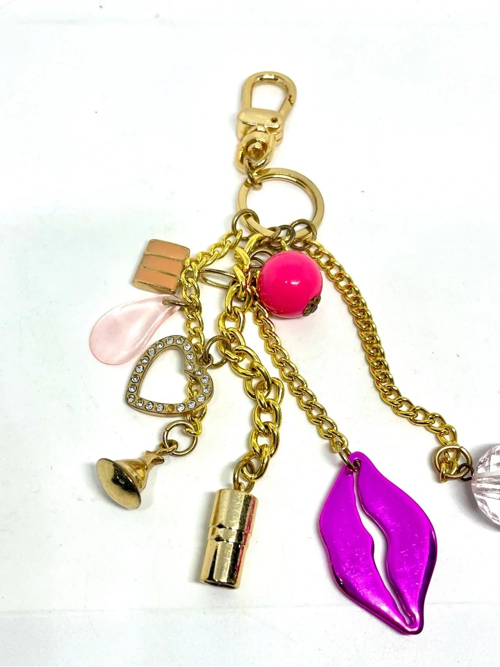 Bag Charm with Hot Pink Lip and Pink Accents